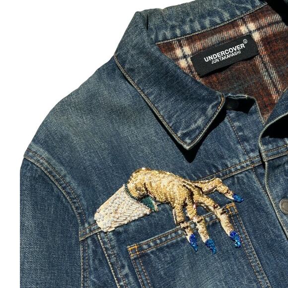 Undercover $1,995 hand beaded denim jacket ghost hand 23AW - Picture 2 of 7
